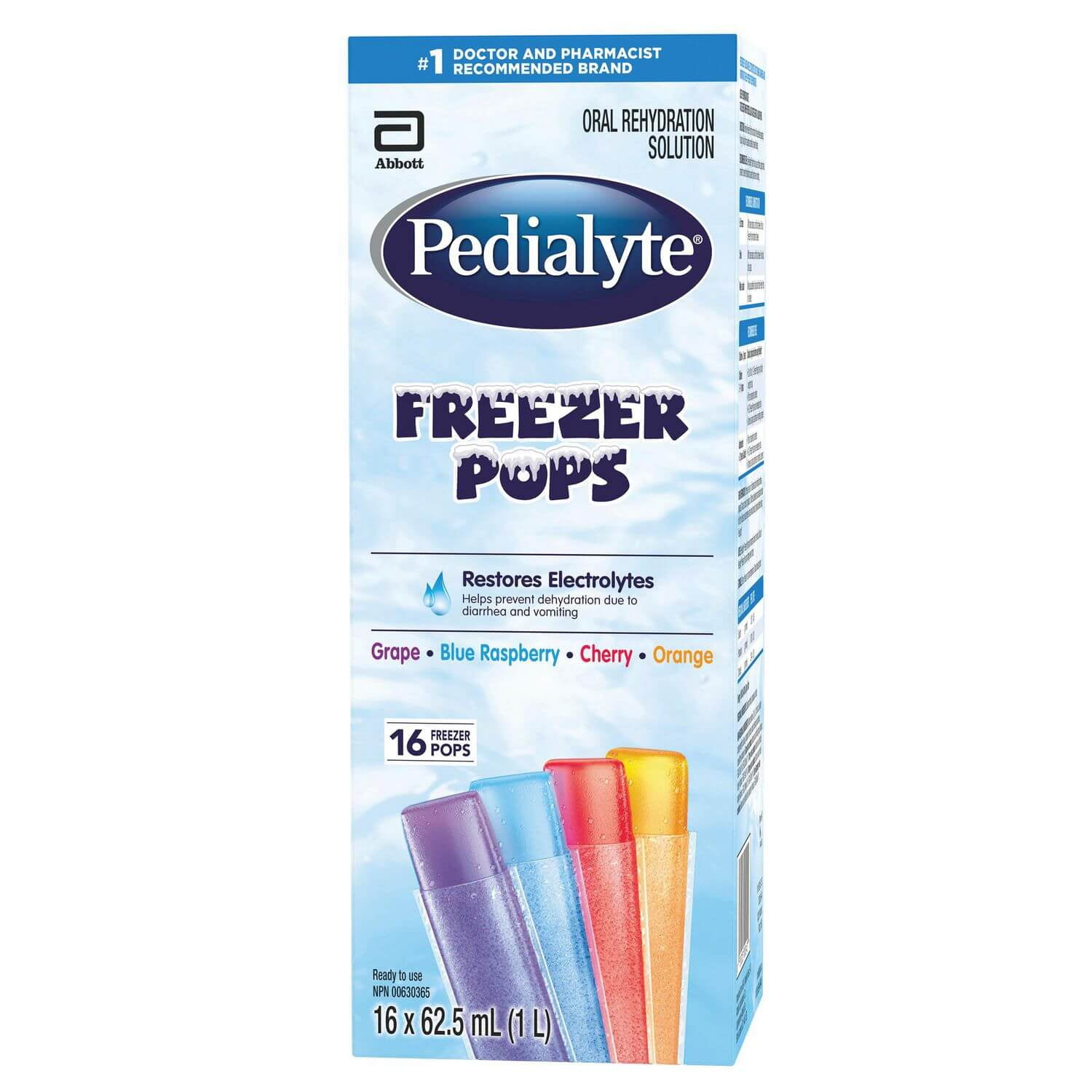 Pedialyte Electrolyte Popsicles Variety Pack for Adults & Kids 16 x