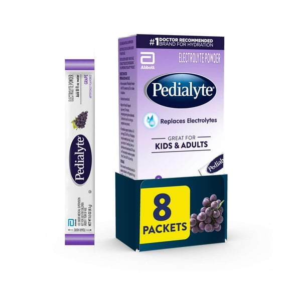 Pedialyte Electrolyte Powder Packets, Grape, 8 Count