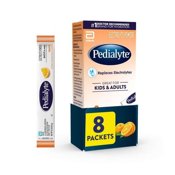 Pedialyte Electrolyte Powder Packets, Orange, 8 Count