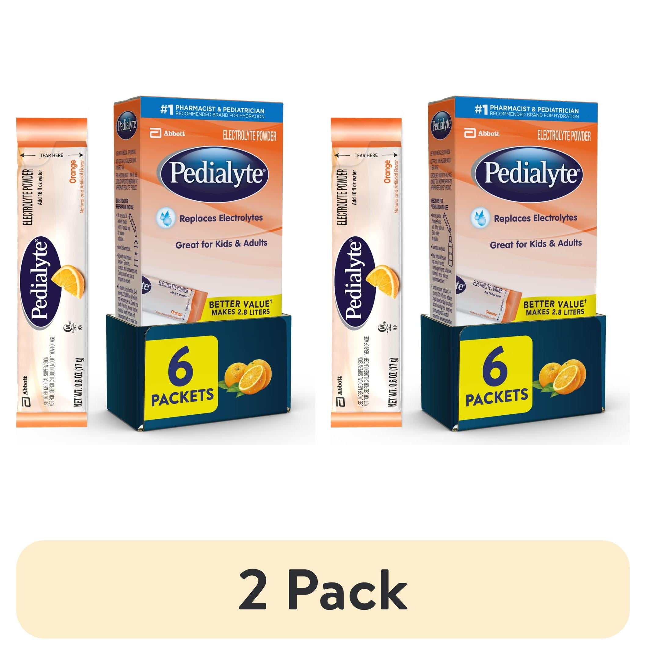 (2 pack) Pedialyte Electrolyte Powder Packets, Orange, Hydration Drink