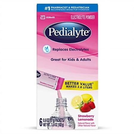 Pedialyte Electrolyte Powder Strawberry Lemonade, 6 Ct