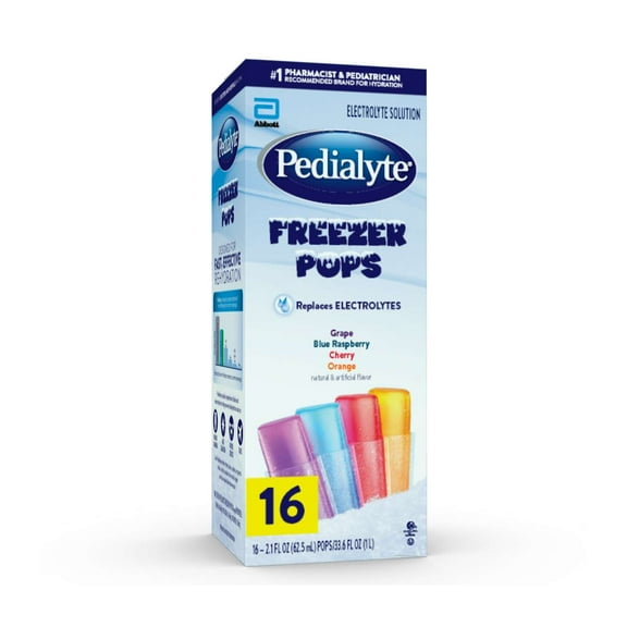 Pedialyte Electrolyte Solution Freezer Pops, Variety Pack, Pack of 16
