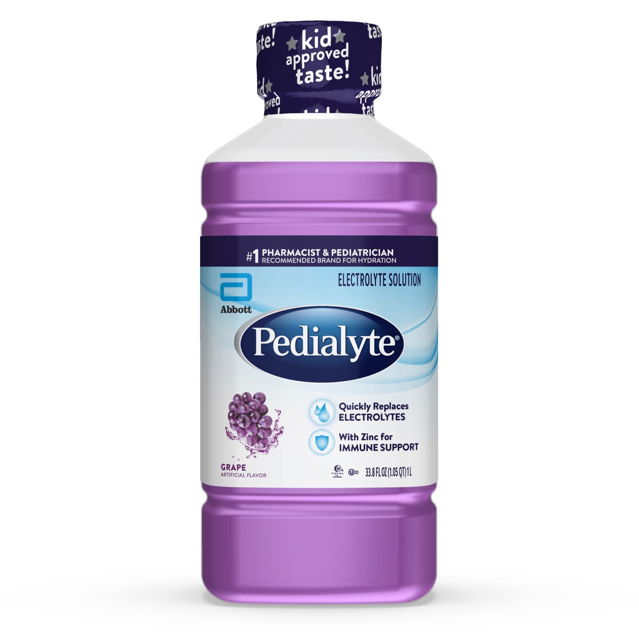 Pedialyte Electrolyte Solution Grape Hydration Drink 1 Liter HSA FSA 