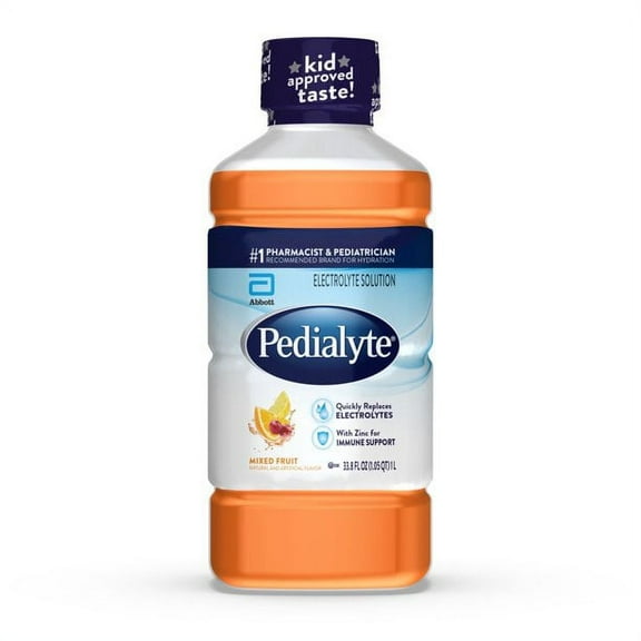 Pedialyte Electrolyte Solution, Hydration Drink, Mixed Fruit, 1.1QT (33.8oz) (Pack of 4)