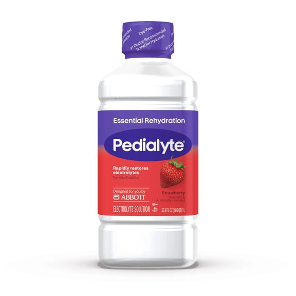 Pedialyte Essential Rehydration Electrolyte Drink, Strawberry, 1 Liter