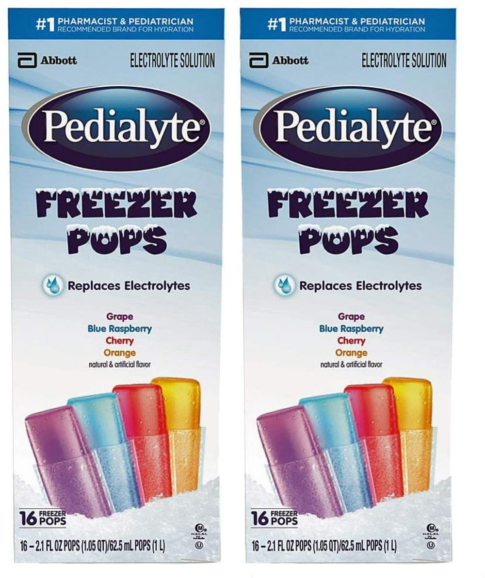 Pedialyte Electrolyte Solution Popsicle 16 ct, Pack of 2, Frozen for