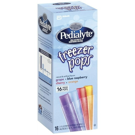 Pedialyte Freezer Pops Assorted Flavors, Electrolyte Supplements., 2.1 oz , 16 Count