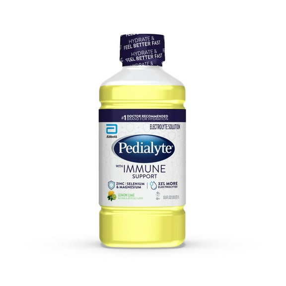 Pedialyte with Immune Support, Lemon Lime, Electrolyte Hydration Drink, 1 Liter