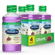 Pedialyte Organic Electrolyte Solution, Hydration Drink, 1 Liter, 4 Count, Grape