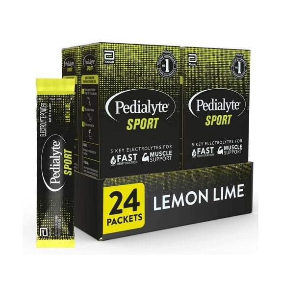 Pedialyte Sport Electrolyte Powder, Lemon Lime, 24 Powder Packets