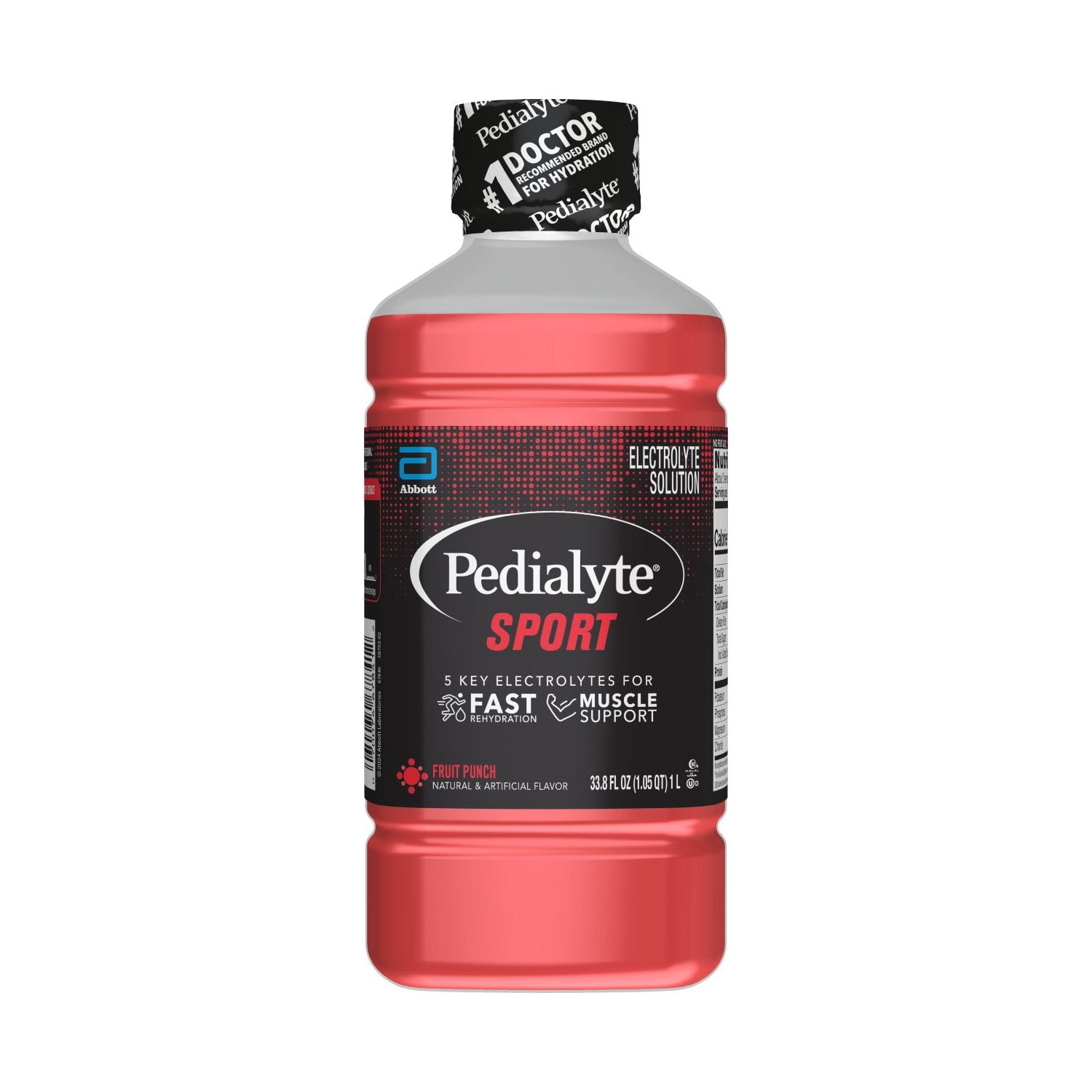 Pedialyte Sport Electrolyte Solution With 5 Key Electrolytes, Fruit Punch, 1 Liter