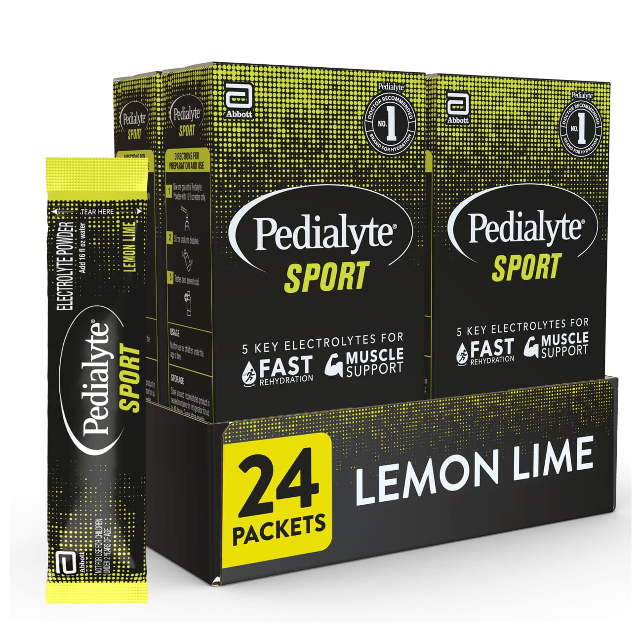 Pedialyte Sport, Lemon-Lime, Electrolyte Powder, 0.49-oz Packets (24 Count) 