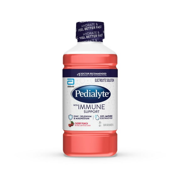 Pedialyte with Immune Support Electrolyte Drink, Cherry Punch, 1 Liter