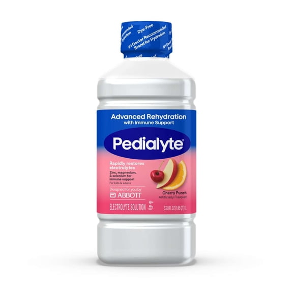 Pedialyte Advanced Rehydration With Immune Support Electrolyte Drink, Cherry Punch, 1 Liter