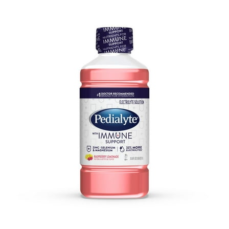 Pedialyte with Immune Support Electrolyte Solution, Raspberry Lemonade, 1 Liter