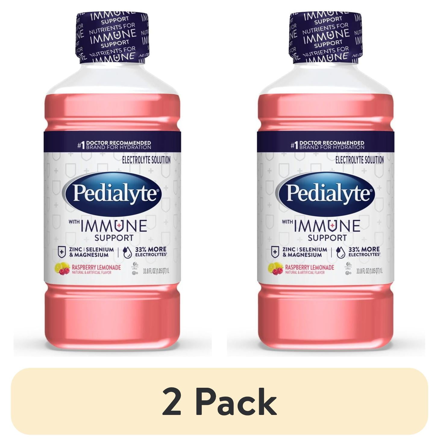 (2 pack) Pedialyte with Immune Support Electrolyte Drink, Raspberry ...