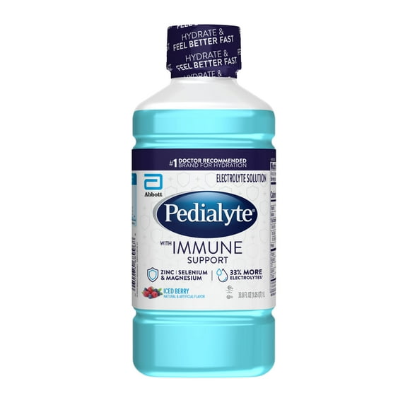 Pedialyte with Immune Support Electrolyte Solution, Iced Berry, 1 Liter