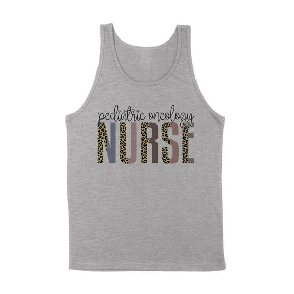 Pediatric Oncology Nurse Leopard Print Tank Top Unisex X-Large Grey