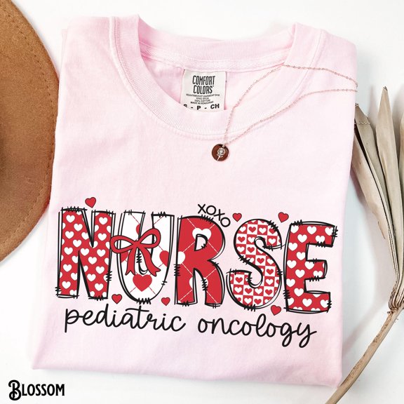 Pediatric Oncology Valentine Nurse Shirt PEDS ONC Oncology Unit Valentineamp39s Day RN Tee