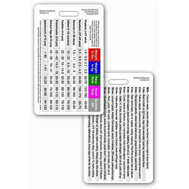 Pediatric Signs & Developmental Vertical Badge ID Card Pocket Reference Guide