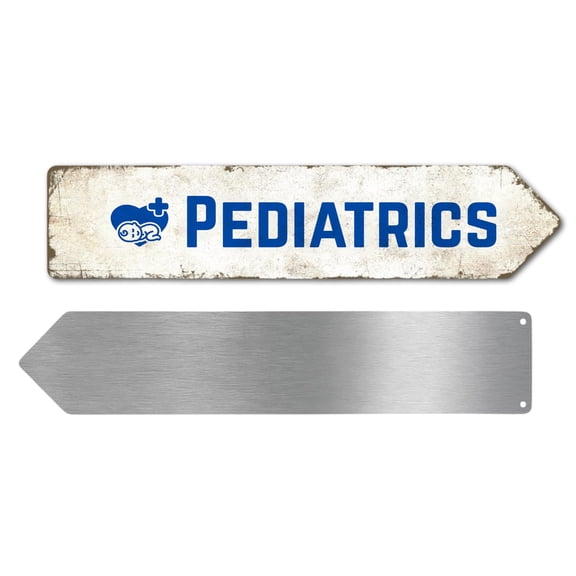 Pediatrics Metal Sign by DC | Arrow Metal Directional Signage for Indoor & Outdoor | 3x12" Rust-Free Aluminum Sign | Hospital Signage UV Protected Road RIGHT Arrow Sign | Made in USA