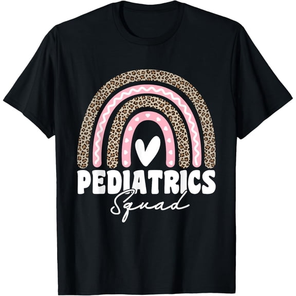 Pediatrics Squad Registered Nurse Leopard Rainbow For Doctor T-Shirt