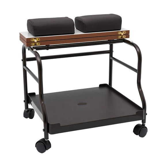 Pedicure Cart, Coffee Portable Trolley Cart Storage,Beauty Salon Nail Foot Rest Pedicure Stand with Wheels, Manicure Footrest Stool Foot Massage Station Stand for SPA Salon (Coffee)