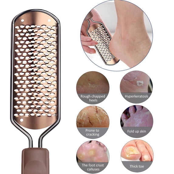 Pedicure Foot File - Callus Remover Large Foot Rasp, Stainless Steel Foot Scrubber, Adults-Soft Feet, Ergonomic Non-Slip Handle, Wet & Dry Use, Salon-Quality at Home, DIY Foot Makeup Organizers