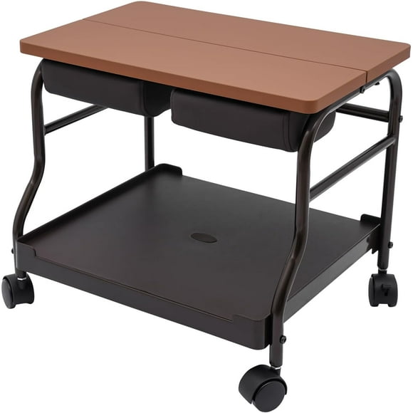 Pedicure Foot Rest Cart, Beauty Salon Nail Or Foot Bath Spa Portable Trolley with Wheels, Coffee