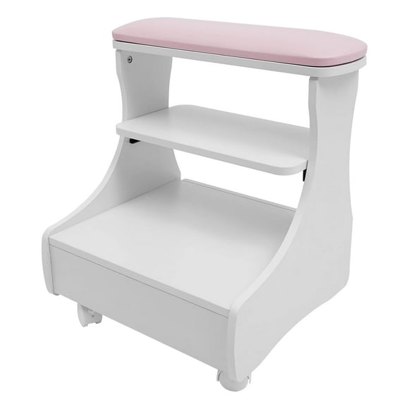 Pedicure Foot Rest, Manicure Foot Rest with Wheels, Home Beauty Footrest Pedicure Foot Bath Stool, Portable Foot Bath Spa Cart Nail Foot Rest Stand Foot Massage Station Footrest Salon Supplies (Pink)