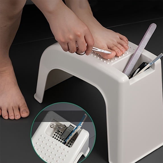 Pedicure Foot Stool, Ergonomic Non Slip Footrest With Compact Storage And Multi Functional Design, Home Bathroom Stool For Pedicures, Nail Care, Spa, Travel And Salon Use