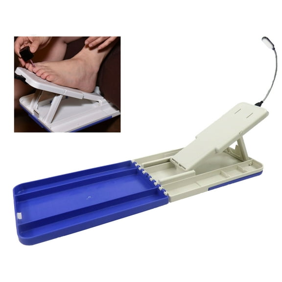 Pedicure Salon Assistant Foot Stand W/ LED Light - Portable, Adjustable, Space Saving Pedicure Footrest Step Stool