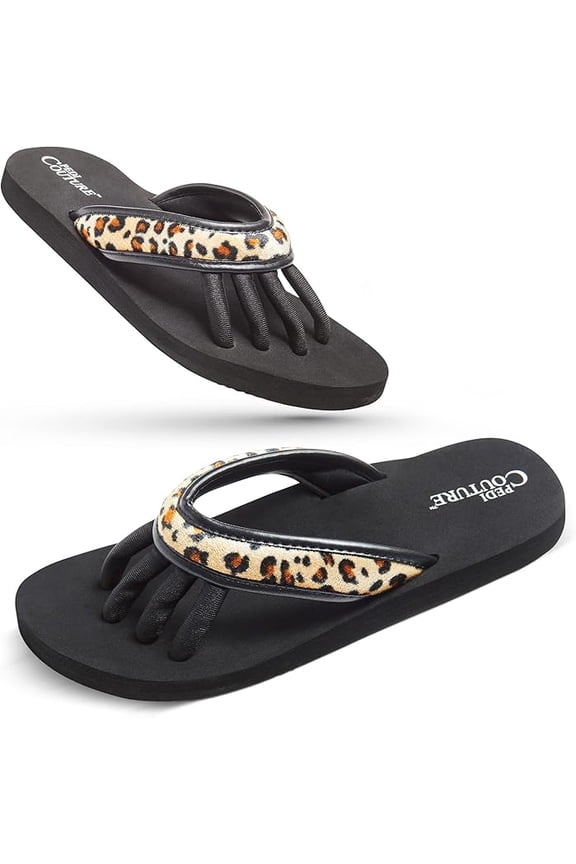Pedicure Sandals with Built In Toe Separators for Women - Comfortable Spa Style Flip Flops for Home, Salon, Yoga & Gym Use