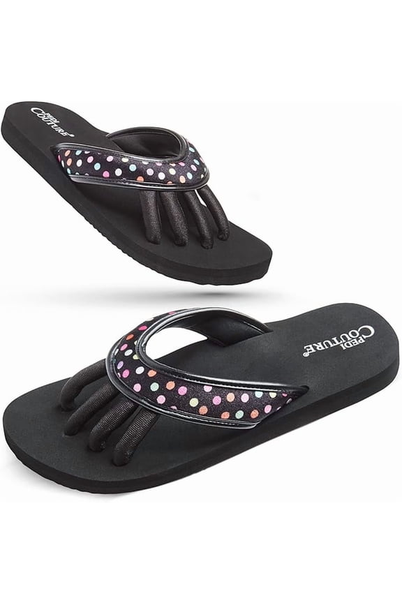 Pedicure Sandals for Women – Pedi Couture Flip Flops with Built-In Toe Separators, No Smudge Nail Drying, Comfortable Spa Slippers for Home & Salon