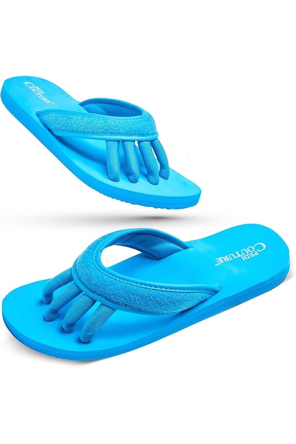 Pedicure Sandals with Built In Toe Separators for Women - Comfortable Spa Style Flip Flops for Home, Salon, Yoga & Gym Use