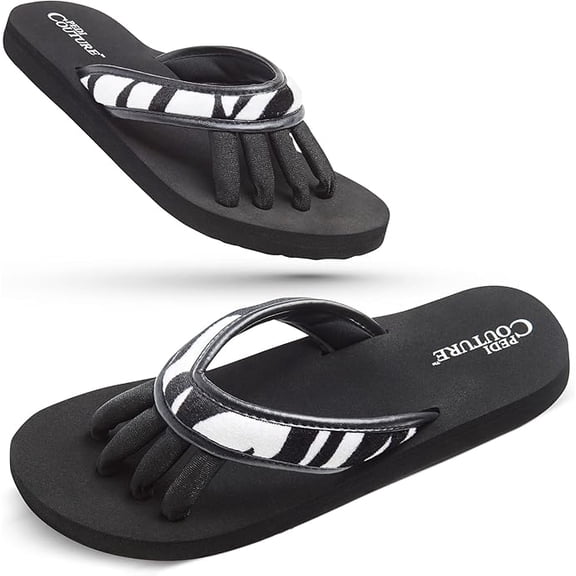 Pedicure Sandals with Built In Toe Separators for Women - Comfortable Spa Style Flip Flops for Home, Salon, Yoga & Gym Use
