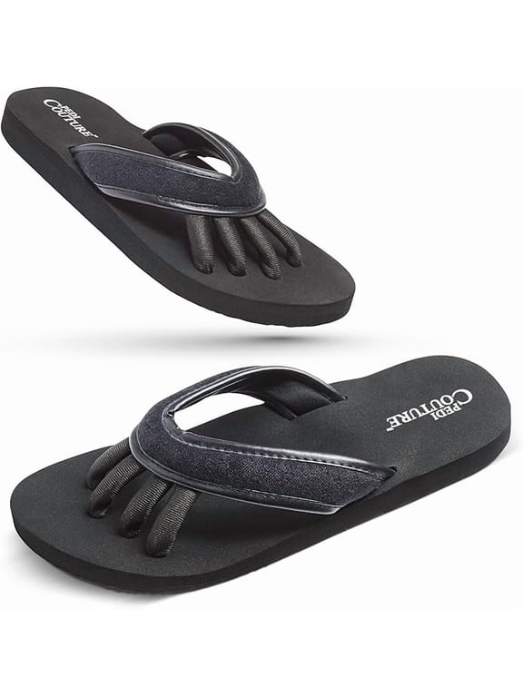 Pedicure Sandals for Women – Pedi Couture Flip Flops with Built-In Toe Separators, No Smudge Nail Drying, Comfortable Spa Slippers for Home & Salon