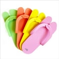 thumbnail image 1 of Pedicure Slippers – EVA Foam 12 Pairs – One Size Fits All Disposable Anti-Slip Flip Flops for Pedicure – Comfortable and Safe – 4 Fun Colors – Ideal for Spa, Nail Salon, 1 of 6