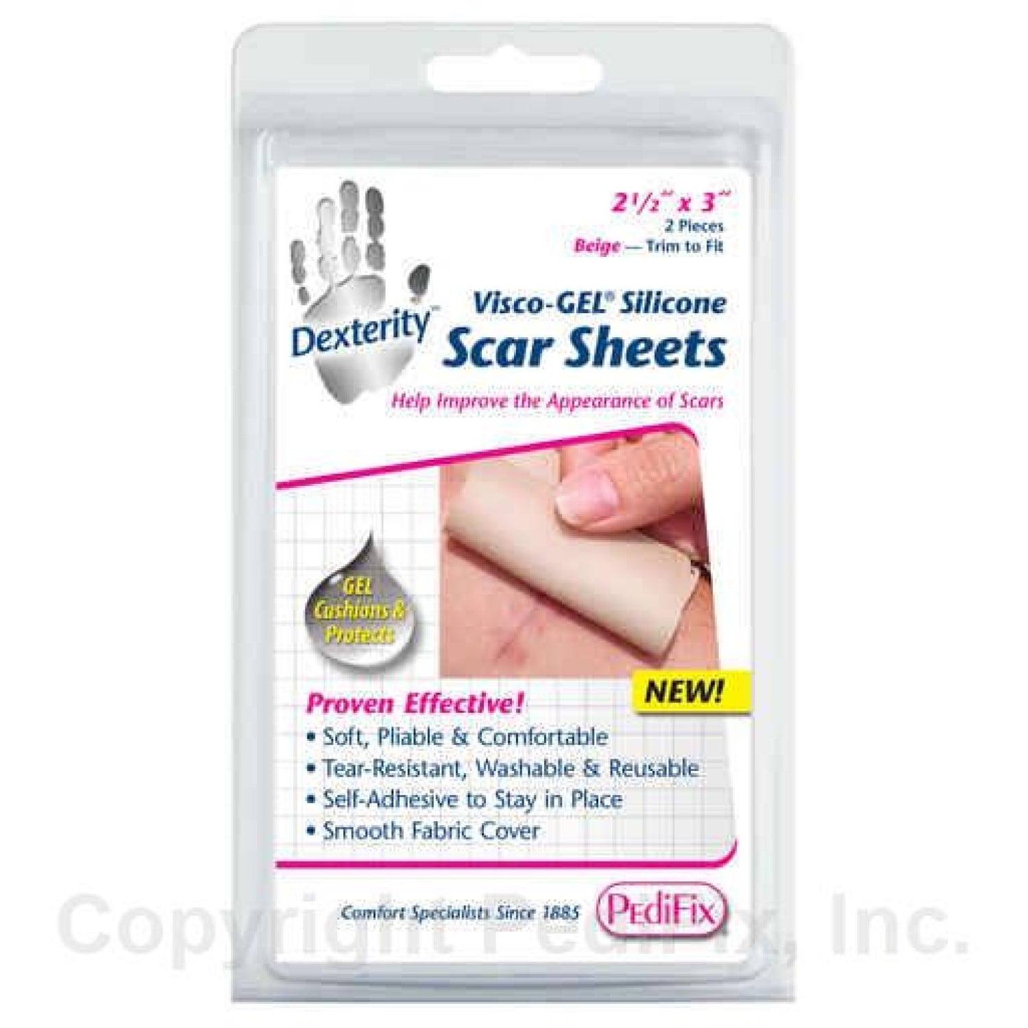 Pedifix Dexterity Visco GEL Silicone Scar Sheet Beige, 2.5" x 3", 2