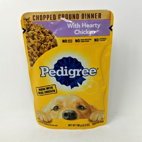 Pedigre Chopped Ground Dinner Meaty Hearty Chicken Wet Dog Food, 3.5 Oz Pouches