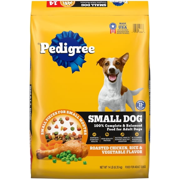 Pedigree Adult Small Dog Dry Dog Food, Roasted Chicken and Vegetable Flavor, 14 lb. Bag