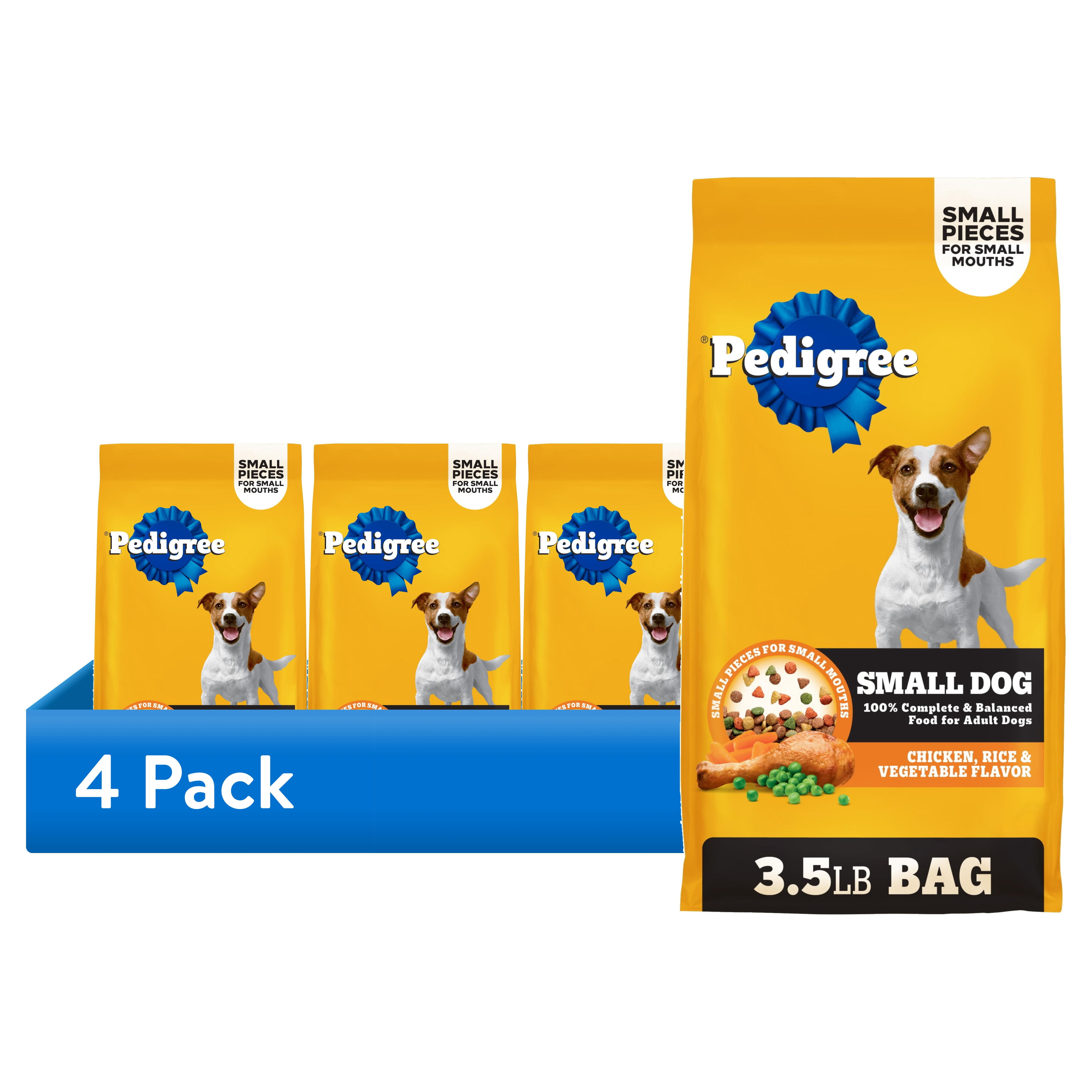 (4 pack) Pedigree Adult Small Dog Dry Dog Food, Roasted Chicken And Vegetable Flavor, 3.5 Lb. Bag
