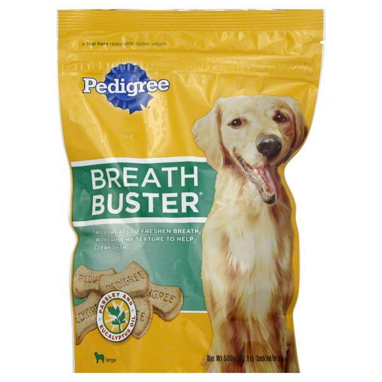 Pedigree Breath Buster Snack Food For Dogs With Eucalyptus Oil And Parsley 17.6 oz. Pouch
