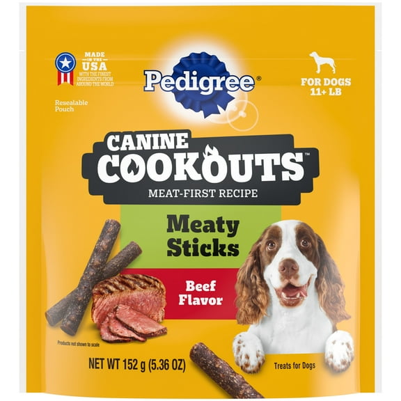 Pedigree Canine Cookout Soft Dog Treats, Beef Flavored Meaty Sticks, 5.36 Oz Bag