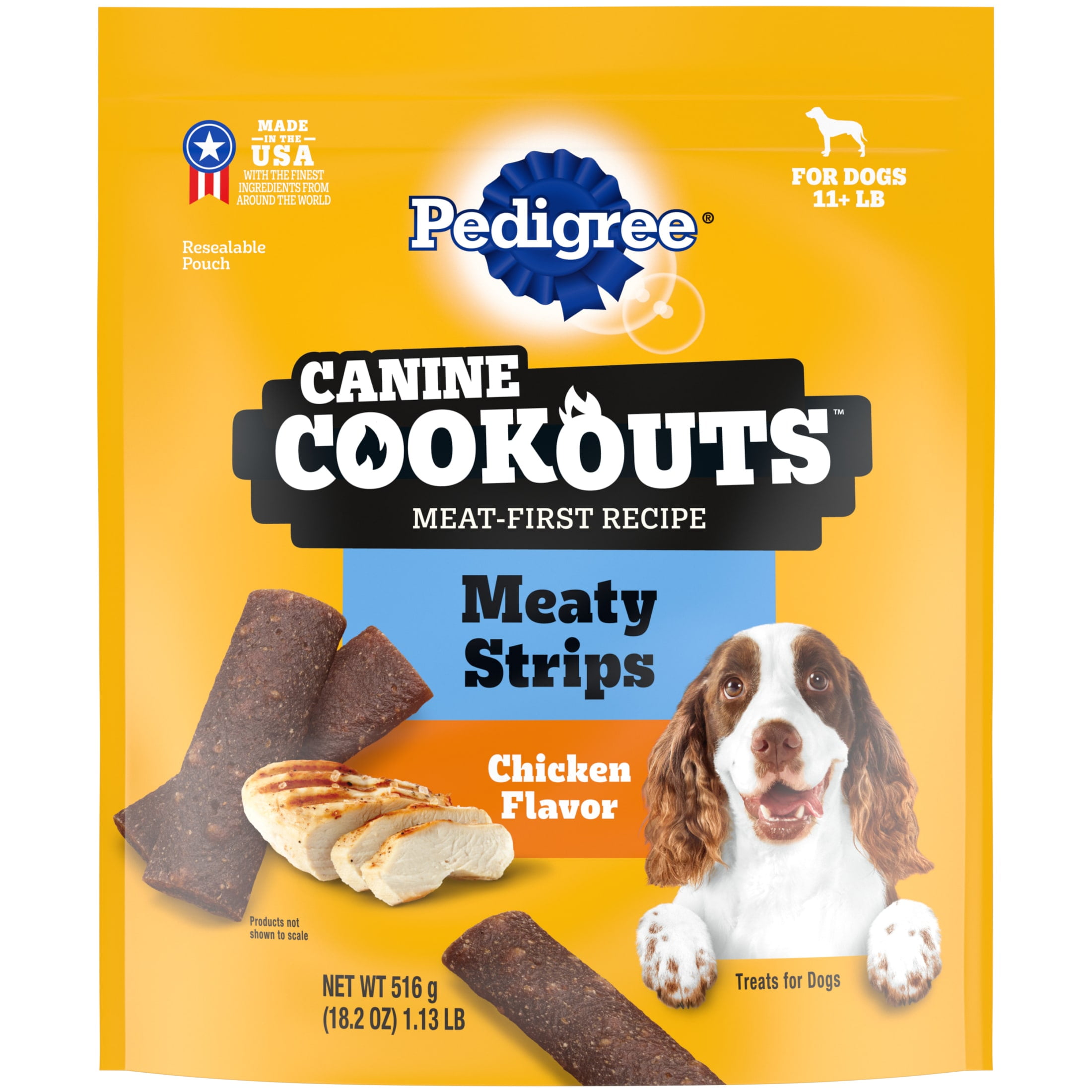 Pedigree Canine Cookout Soft Dog Treats, Chicken Flavored Meaty Strips, 18.2 oz Bag