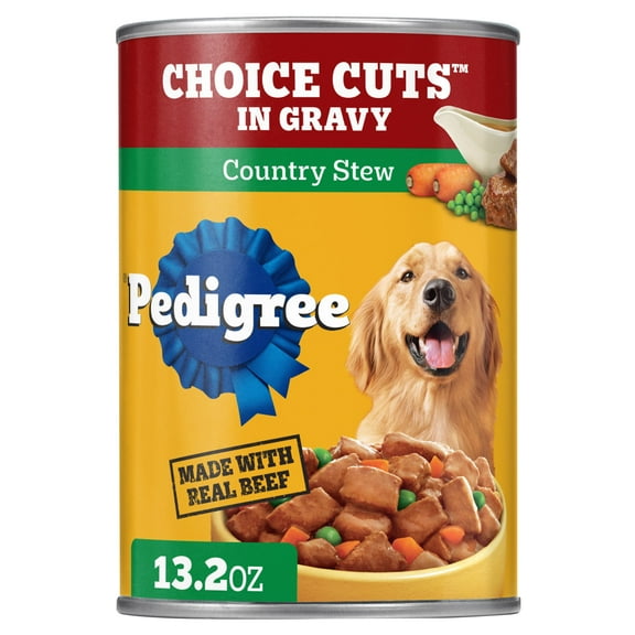 Pedigree Choice Cuts In Gravy Adult Soft Wet Dog Food Country Stew Flavor, 13.2 oz Cans, 12 Count