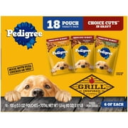 Pedigree Choice Cuts In Gravy Adult Soft Wet Dog Food Variety Pack, 3.5 Oz Pouches (18 Pack)