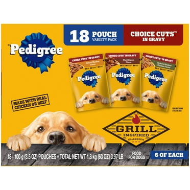 Pedigree Choice Cuts In Gravy Adult Soft Wet Dog Food Variety Pack, 3.5 Oz Pouches (18 Pack)