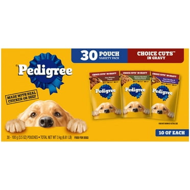 Pedigree Choice Cuts In Gravy Adult Soft Wet Dog Food Variety Pack, 3.5 Oz Pouches (30 Pack)