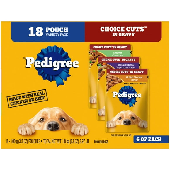 Pedigree Choice Cuts In Gravy Dog Food Chicken Casserole Variety Pack, 3.5 Oz Pouches (18 Pack)